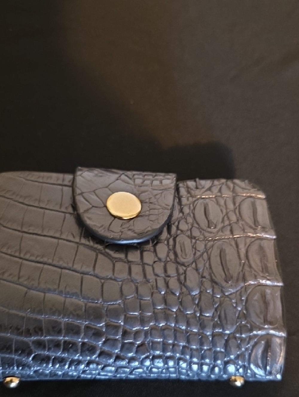 Women's Dark Grey Croc-Embossed Handbag and Wallet Set - Picture 5 of 10